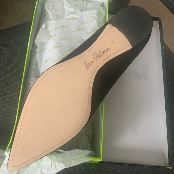 Sam Edelman Sally Black Suede Ballet Flat Shoes Pointed Toe Leather Loafers 7.5 - Picture 8 of 8
